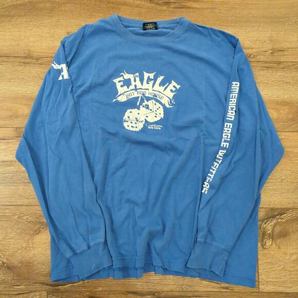 VTG American Eagle Men's Large Skater Spellout Dice Biker Auto Flames Punk Y2K - Picture 1 of 8